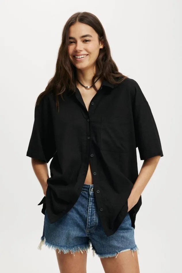 Cotton On Tops Haven Short Sleeve Shirt Black 8211 Women