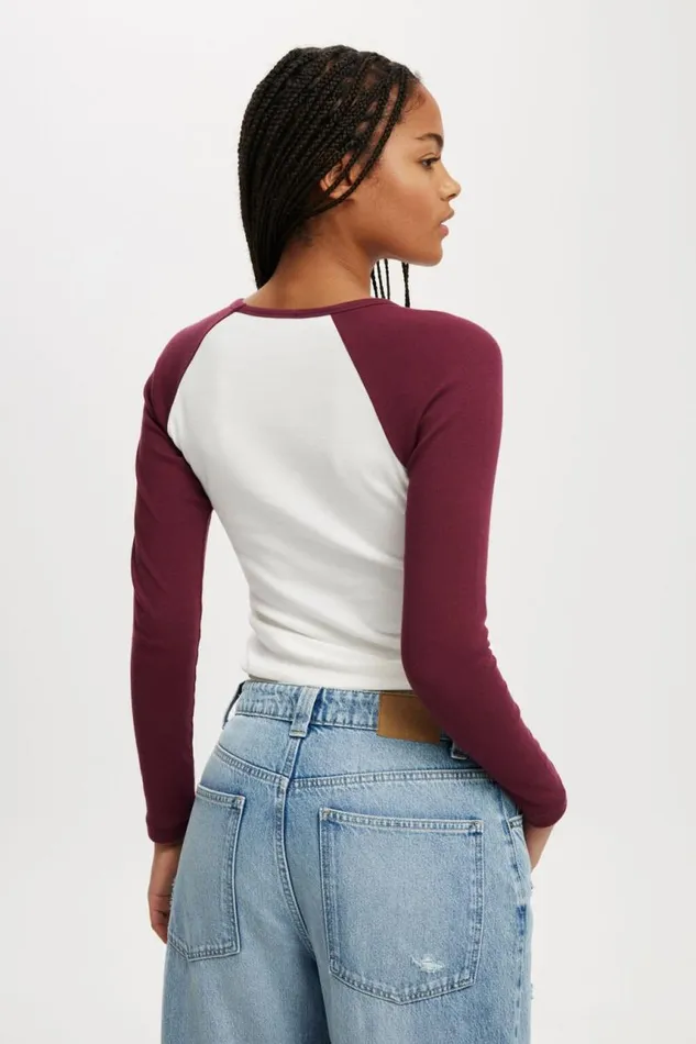 Cotton On Tops Kelsey Raglan Long Sleeve Vintage Whitecherry Varnish 8211 Women Cotton On Tops Kelsey Raglan Long Sleeve Vintage Whitecherry Varnish 8211 Women