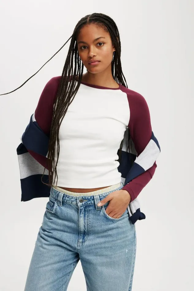Cotton On Tops Kelsey Raglan Long Sleeve Vintage Whitecherry Varnish 8211 Women Cotton On Tops Kelsey Raglan Long Sleeve Vintage Whitecherry Varnish 8211 Women