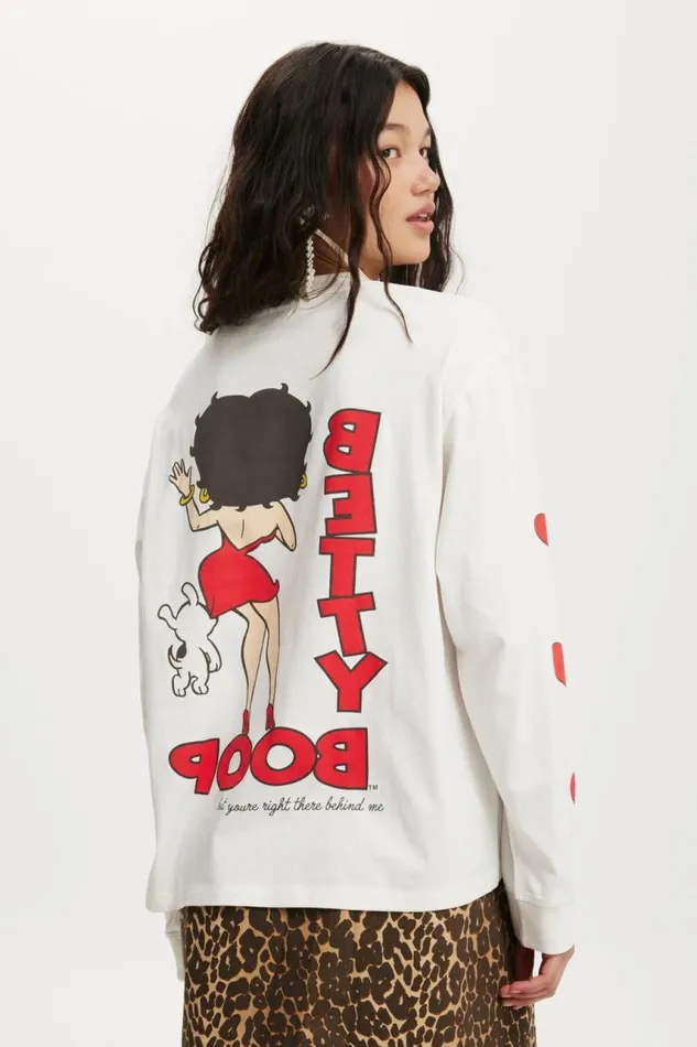 Cotton On Tops License Oversized Long Sleeve Tee Lcn Bbp Betty Boop Oopsvintage White 8211 Women Cotton On Tops License Oversized Long Sleeve Tee Lcn Bbp Betty Boop Oopsvintage White 8211 Women