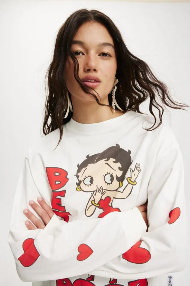 Cotton On Tops License Oversized Long Sleeve Tee Lcn Bbp Betty Boop Oopsvintage White 8211 Women Cotton On Tops License Oversized Long Sleeve Tee Lcn Bbp Betty Boop Oopsvintage White 8211 Women
