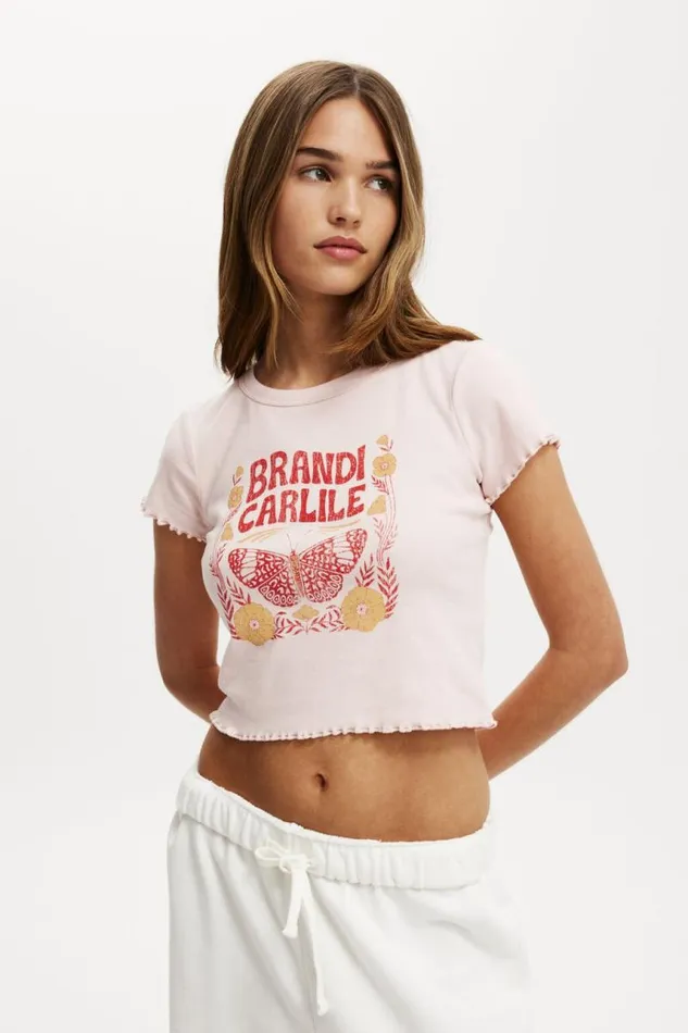 Cotton On Tops Micro Lettuce Graphic License Tee Lcn Mt Brandi Carlile Pale Blush 8211 Women