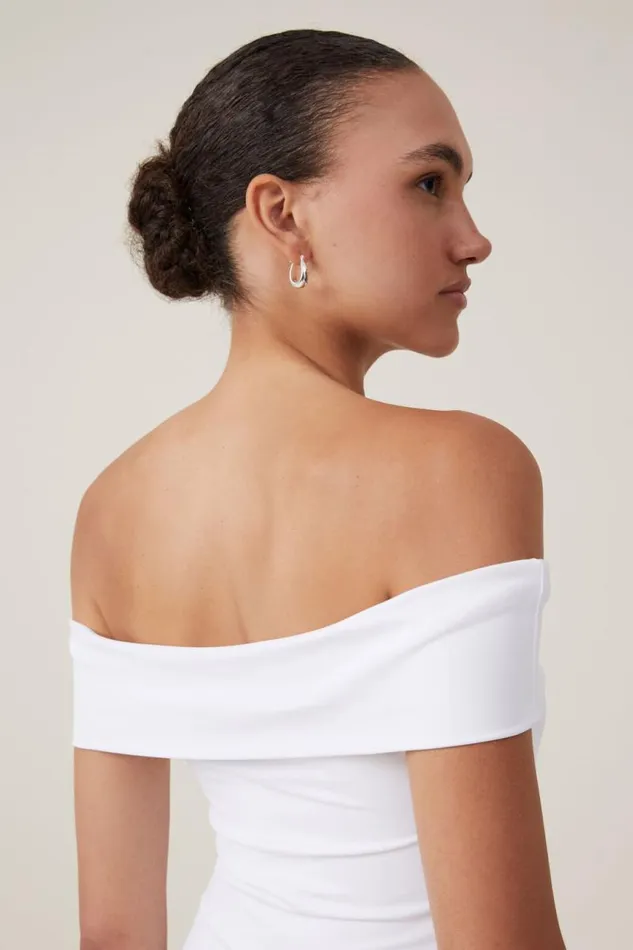 Cotton On Tops Off Shoulder Luxe Mini Dress White 8211 Women