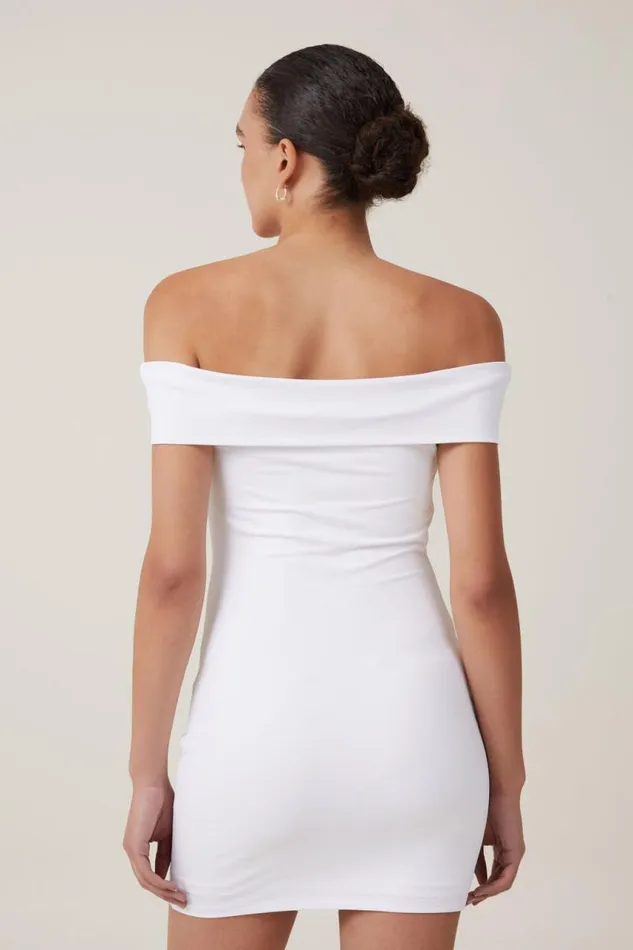 Cotton On Tops Off Shoulder Luxe Mini Dress White 8211 Women