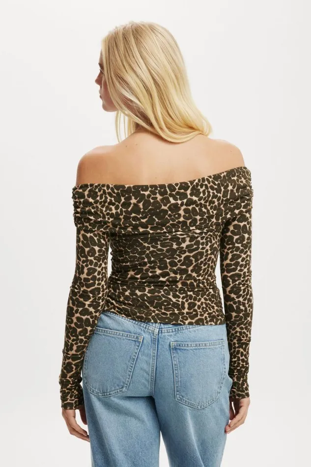 Cotton On Tops Rhi Gathered Off The Shoulder Long Sleeve Kate Leopard 8211 Women Cotton On Tops Rhi Gathered Off The Shoulder Long Sleeve Kate Leopard 8211 Women