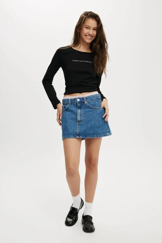 Cotton On Tops Rib Longsleeve Graphic Tee Figured Out Black 8211 Women Cotton On Tops Rib Longsleeve Graphic Tee Figured Out Black 8211 Women