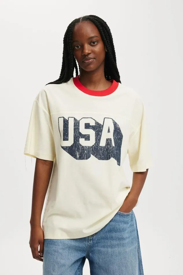 Cotton On Tops The Boxy Graphic Tee Usa Cregraveme Fraiche 8211 Women