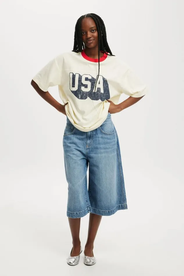 Cotton On Tops The Boxy Graphic Tee Usa Cregraveme Fraiche 8211 Women Cotton On Tops The Boxy Graphic Tee Usa Cregraveme Fraiche 8211 Women