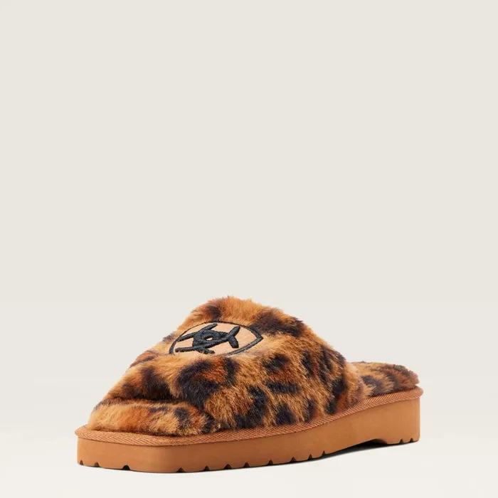 Cozy Chic Square Toe Slipper Fuzzy Leopard Print Women Ariat Slippers