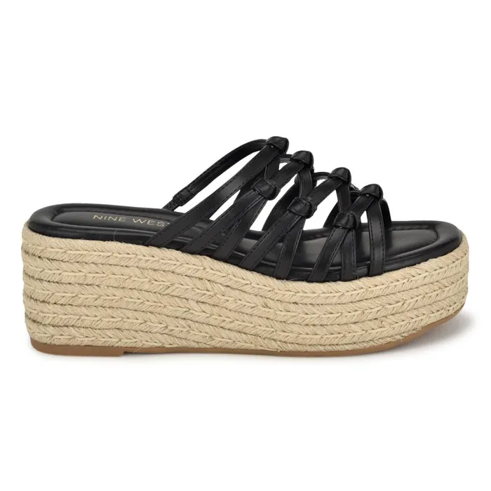 Cristy Espadrille Wedge Sandals Black Women Nine West Casual