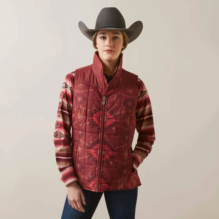 Crius Insulated Vest Burnt Rose Print Women Ariat Jackets and Vests