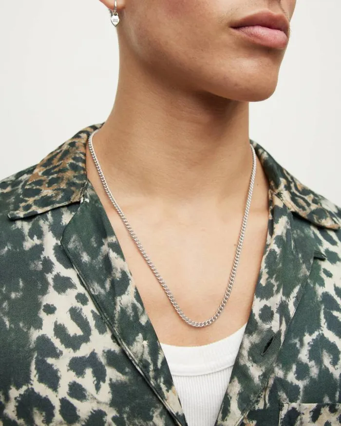 Curb Sterling Silver Chain Warm Silver Men AllSaints Accessories