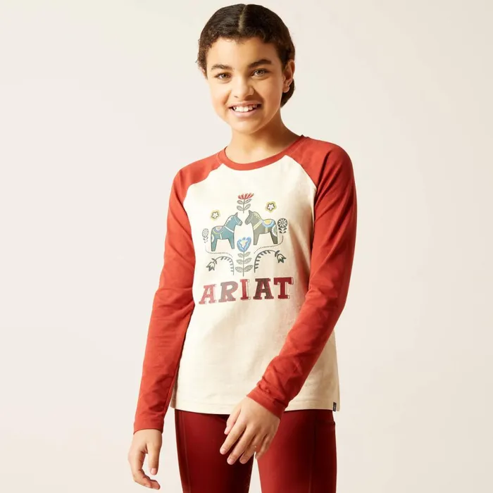 Dala Horses TShirt Oatmeal Heather Kids Ariat English Riding Clothing