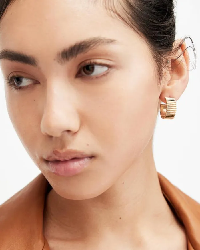 Darcy Chunky Gold Tone Hoop Earrings Warm Brass Women AllSaints Jewelry