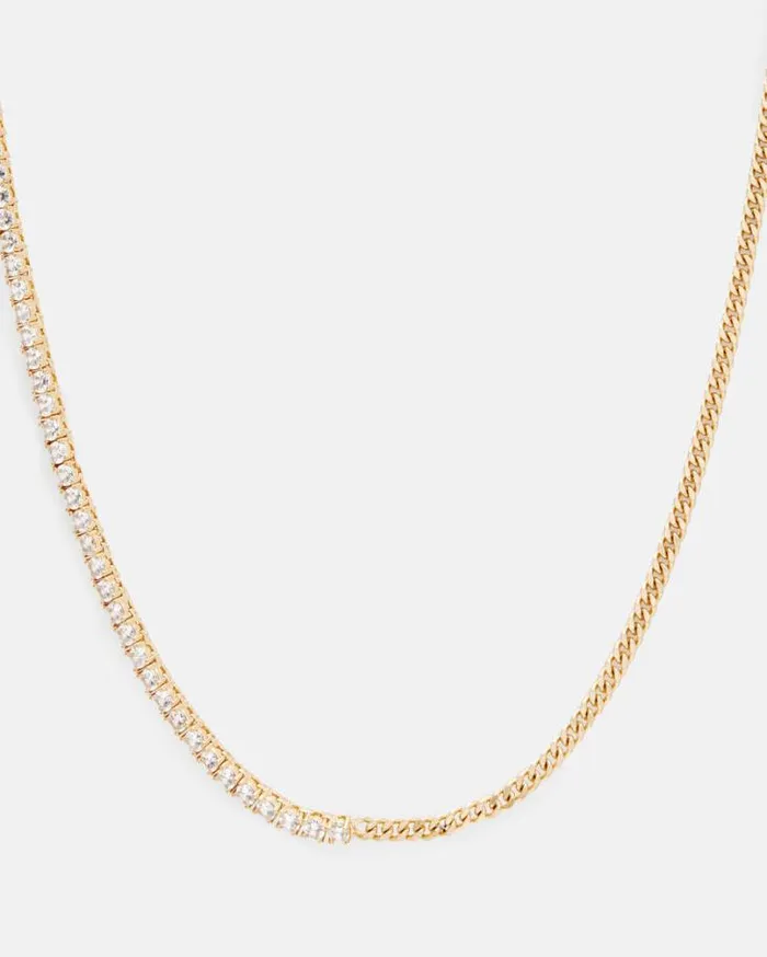 Della Crystal Curb Chain Necklace Warm Brasscrystal Women AllSaints Accessories