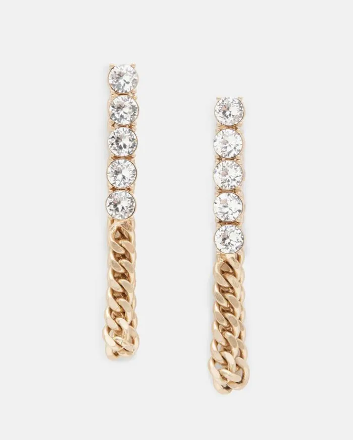 Delmy Crystal Curb Chain Earrings Warm Brasscrystal Women AllSaints Accessories