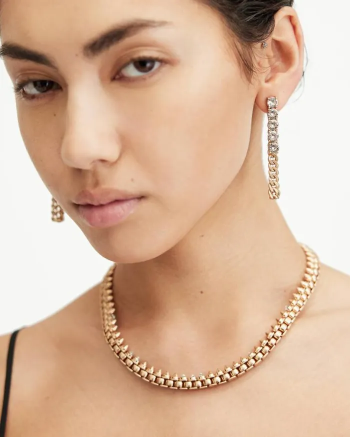 Delmy Crystal Curb Chain Earrings Warm Brasscrystal Women AllSaints Accessories Delmy Crystal Curb Chain Earrings Warm Brasscrystal Women AllSaints Accessories