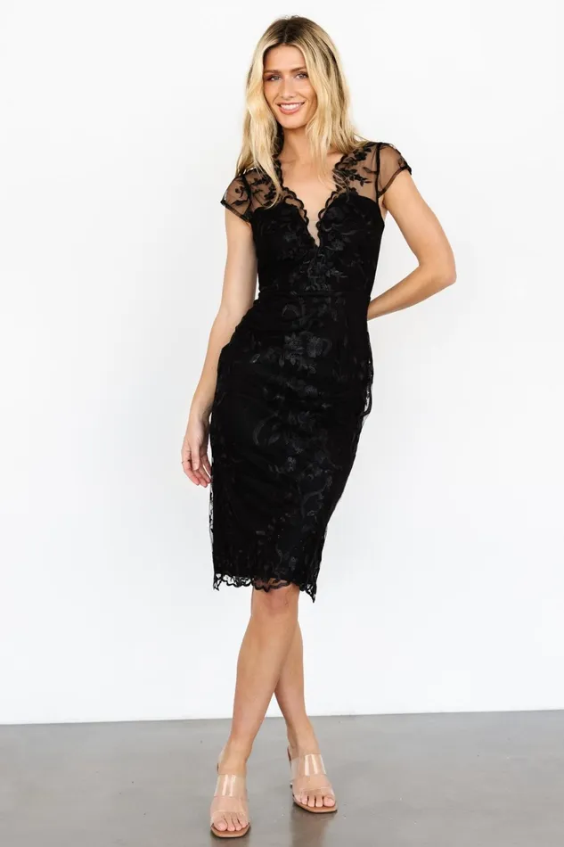 Delphine Applique Midi Dress Black Women Baltic Born Tulle Styles