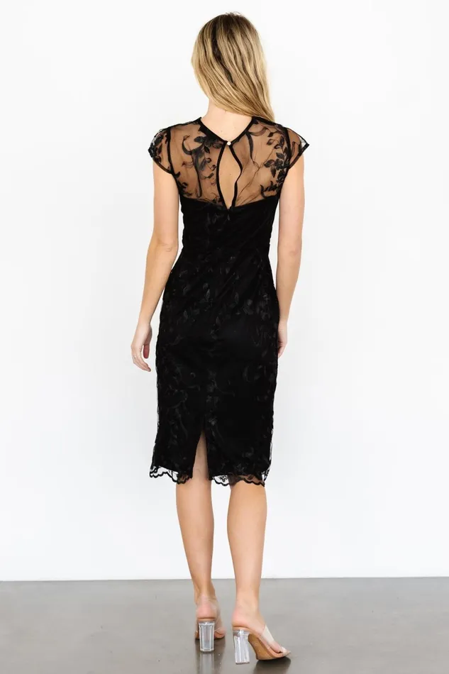 Delphine Applique Midi Dress Black Women Baltic Born Tulle Styles