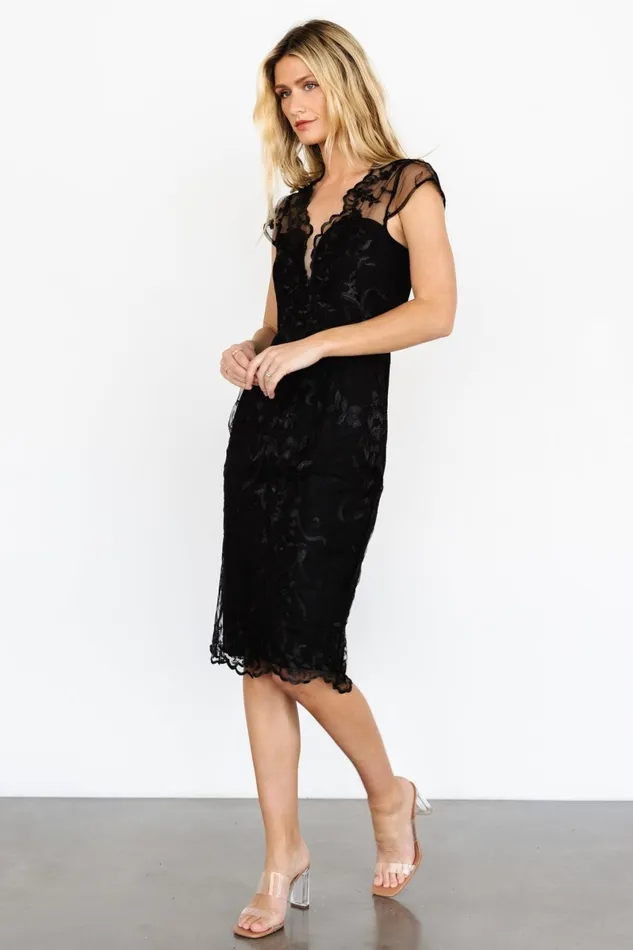Delphine Applique Midi Dress Black Women Baltic Born Tulle Styles