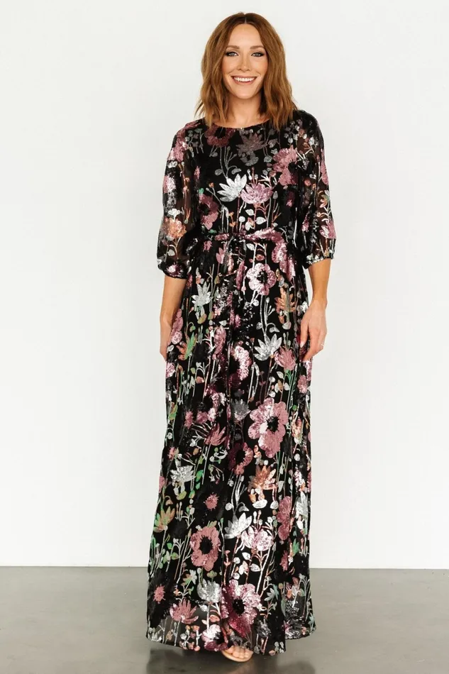 Destiny Sequin Maxi Dress Black Multi Women Baltic Born Mother Of The Bride