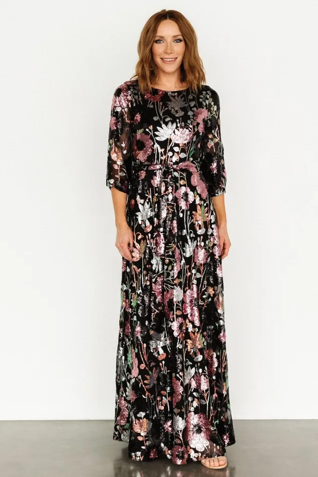 Destiny Sequin Maxi Dress Black Multi Women Baltic Born Mother Of The Bride