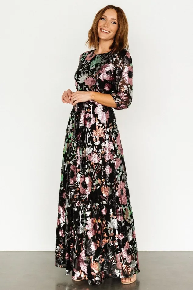 Destiny Sequin Maxi Dress Black Multi Women Baltic Born Mother Of The Bride