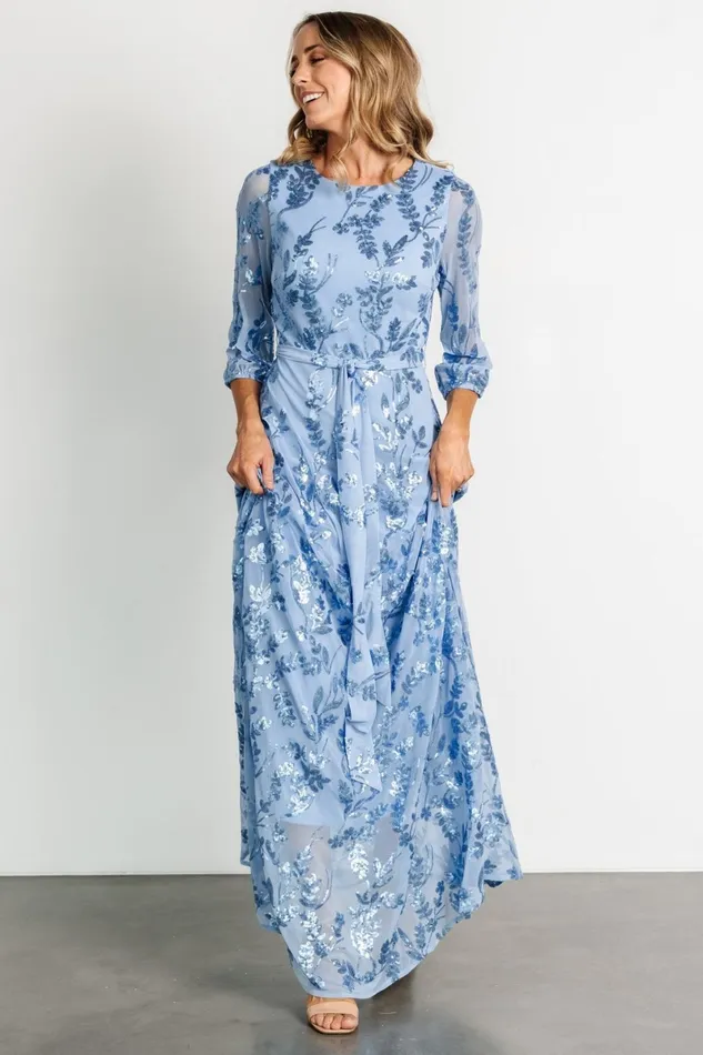 Destiny Sequin Maxi Dress Blue Women Baltic Born Wedding Guest Destiny Sequin Maxi Dress Blue Women Baltic Born Wedding Guest