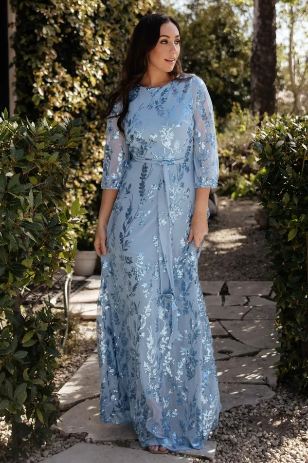Destiny Sequin Maxi Dress Blue Women Baltic Born Wedding Guest Destiny Sequin Maxi Dress Blue Women Baltic Born Wedding Guest