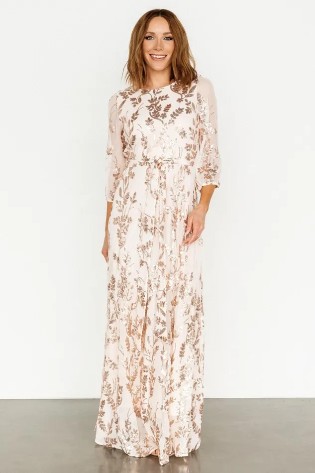 Destiny Sequin Maxi Dress Rose Gold Women Baltic Born Mother Of The Bride