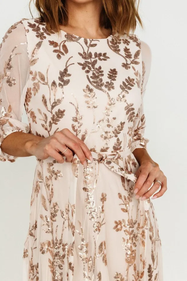 Destiny Sequin Maxi Dress Rose Gold Women Baltic Born Mother Of The Bride