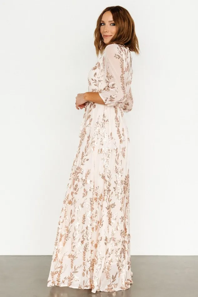 Destiny Sequin Maxi Dress Rose Gold Women Baltic Born Mother Of The Bride