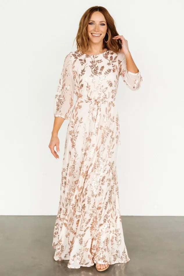 Destiny Sequin Maxi Dress Rose Gold Women Baltic Born Mother Of The Bride