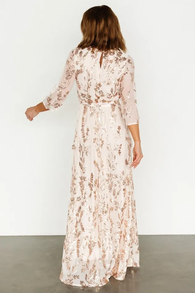 Destiny Sequin Maxi Dress Rose Gold Women Baltic Born Mother Of The Bride