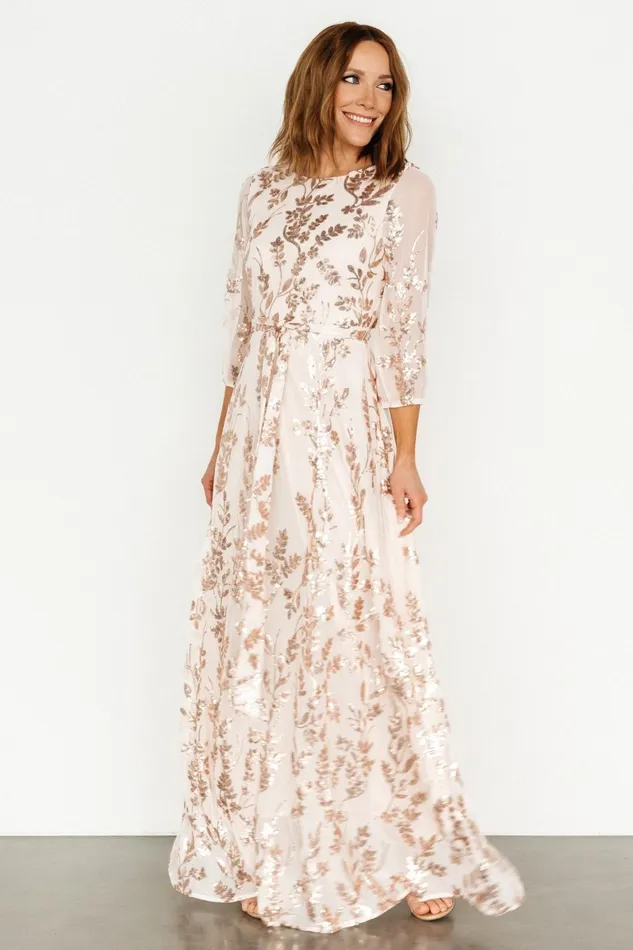 Destiny Sequin Maxi Dress Rose Gold Women Baltic Born Mother Of The Bride