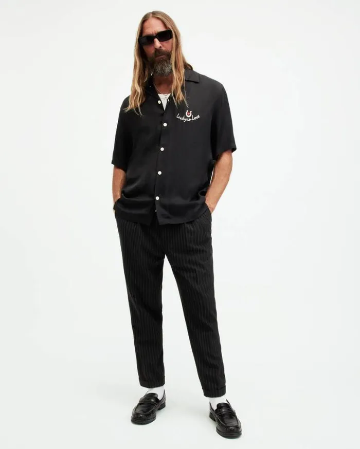 Dice Tallis Slim Fit Cropped Pants Black Men AllSaints Pants