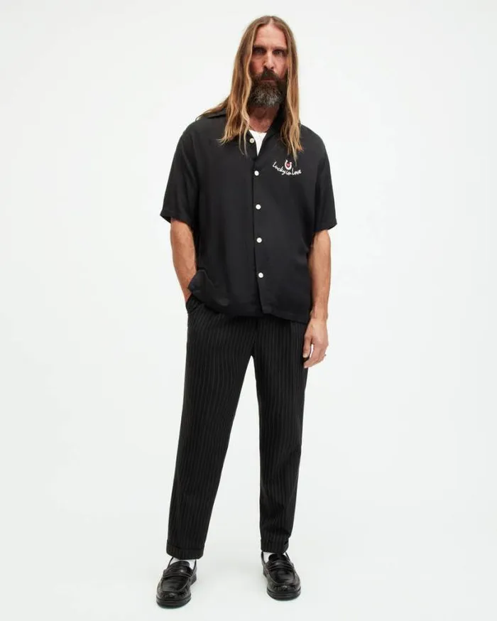Dice Tallis Slim Fit Cropped Pants Black Men AllSaints Pants