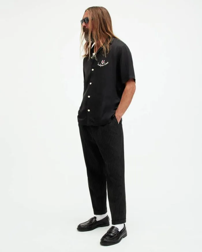 Dice Tallis Slim Fit Cropped Pants Black Men AllSaints Pants