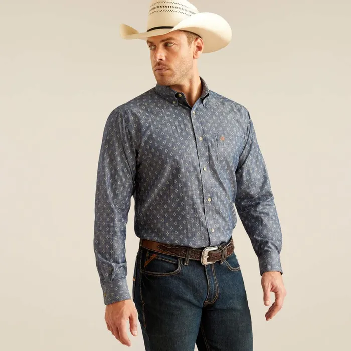 Dillon Classic Fit Shirt Chambray Blue Men Ariat Button Down Shirts