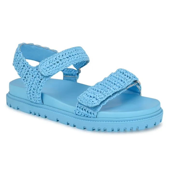 Dinrah Footbed Sandals Blue Women Nine West Flats Dinrah Footbed Sandals Blue Women Nine West Flats