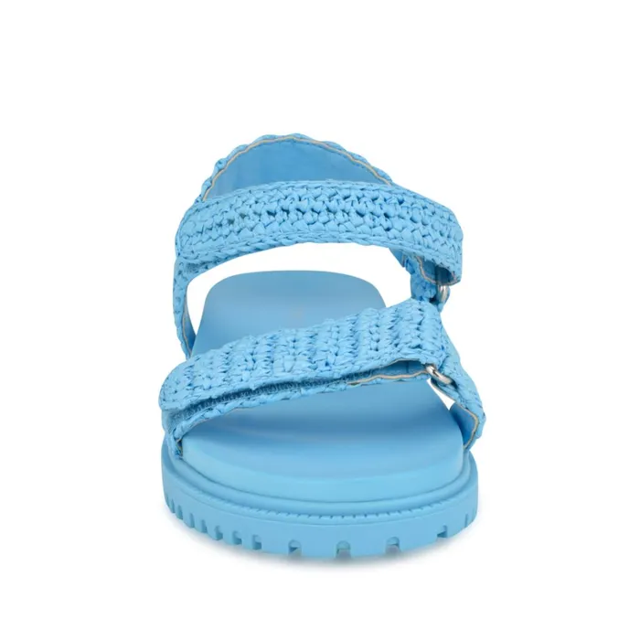 Dinrah Footbed Sandals Blue Women Nine West Flats Dinrah Footbed Sandals Blue Women Nine West Flats