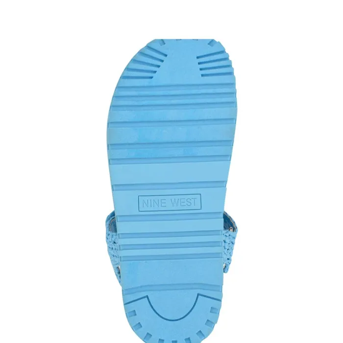 Dinrah Footbed Sandals Blue Women Nine West Flats Dinrah Footbed Sandals Blue Women Nine West Flats