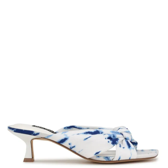 Dipa Heeled Slide Sandals Whiteblue Tie Dye Women Nine West Heeled