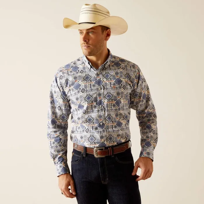 Donald Classic Fit Shirt Blue Men Ariat Button Down Shirts