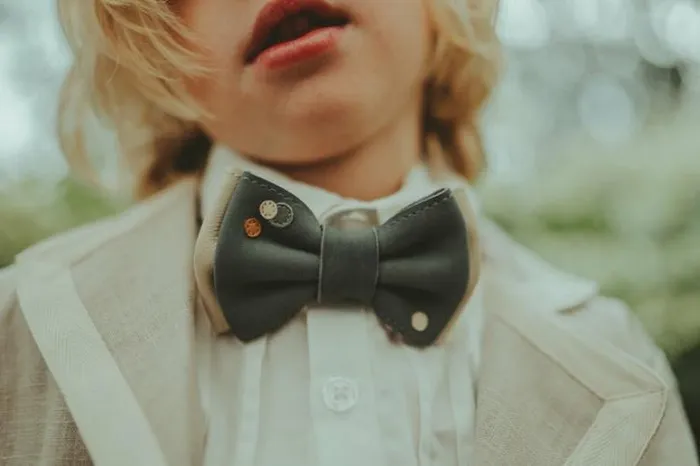 Donsje Amsterdam Accessories Baby Benjamyn Bow Tie Blue Stone Leather