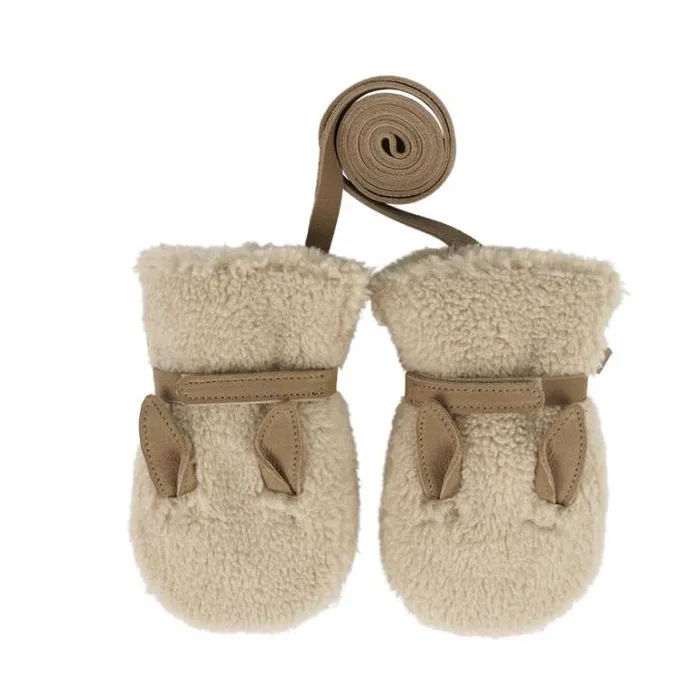 Donsje Amsterdam Accessories Baby Richy Mittens Beige Curly Faux Fur