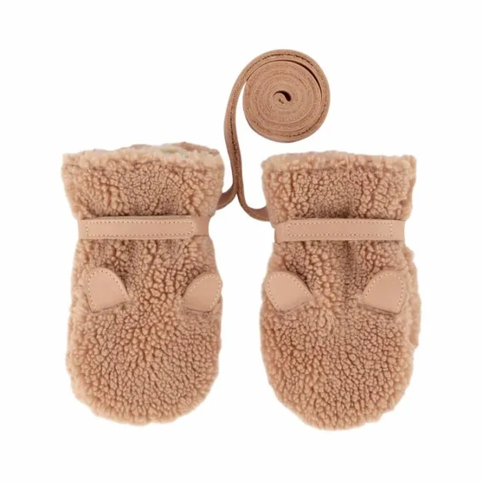 Donsje Amsterdam Accessories Baby Richy Mittens Light Maple Curly Faux Fur