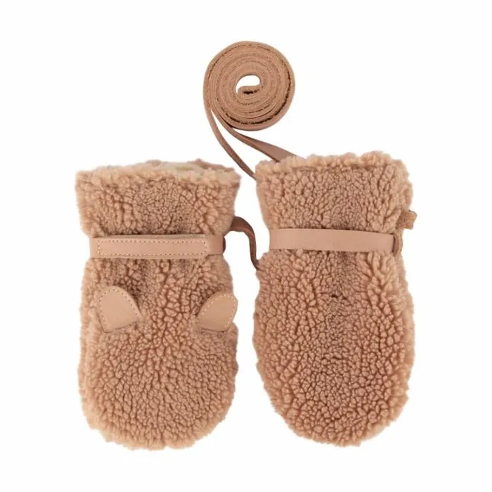 Donsje Amsterdam Accessories Baby Richy Mittens Light Maple Curly Faux Fur