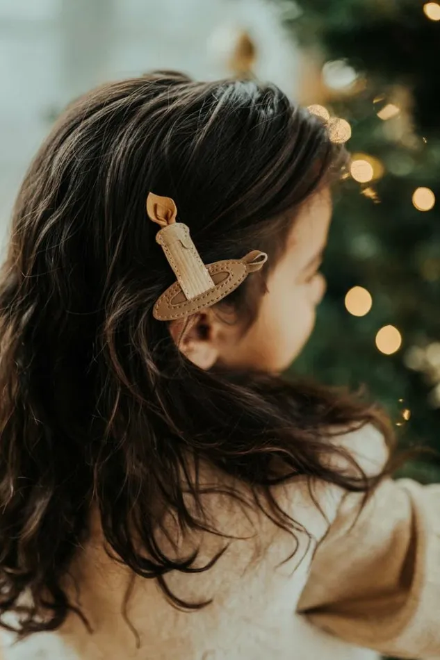 Donsje Amsterdam Accessories Baby Wonda Hairclip Cream Scored Leather