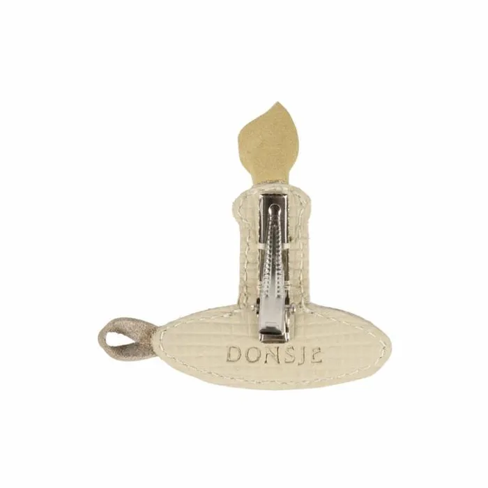 Donsje Amsterdam Accessories Baby Wonda Hairclip Cream Scored Leather